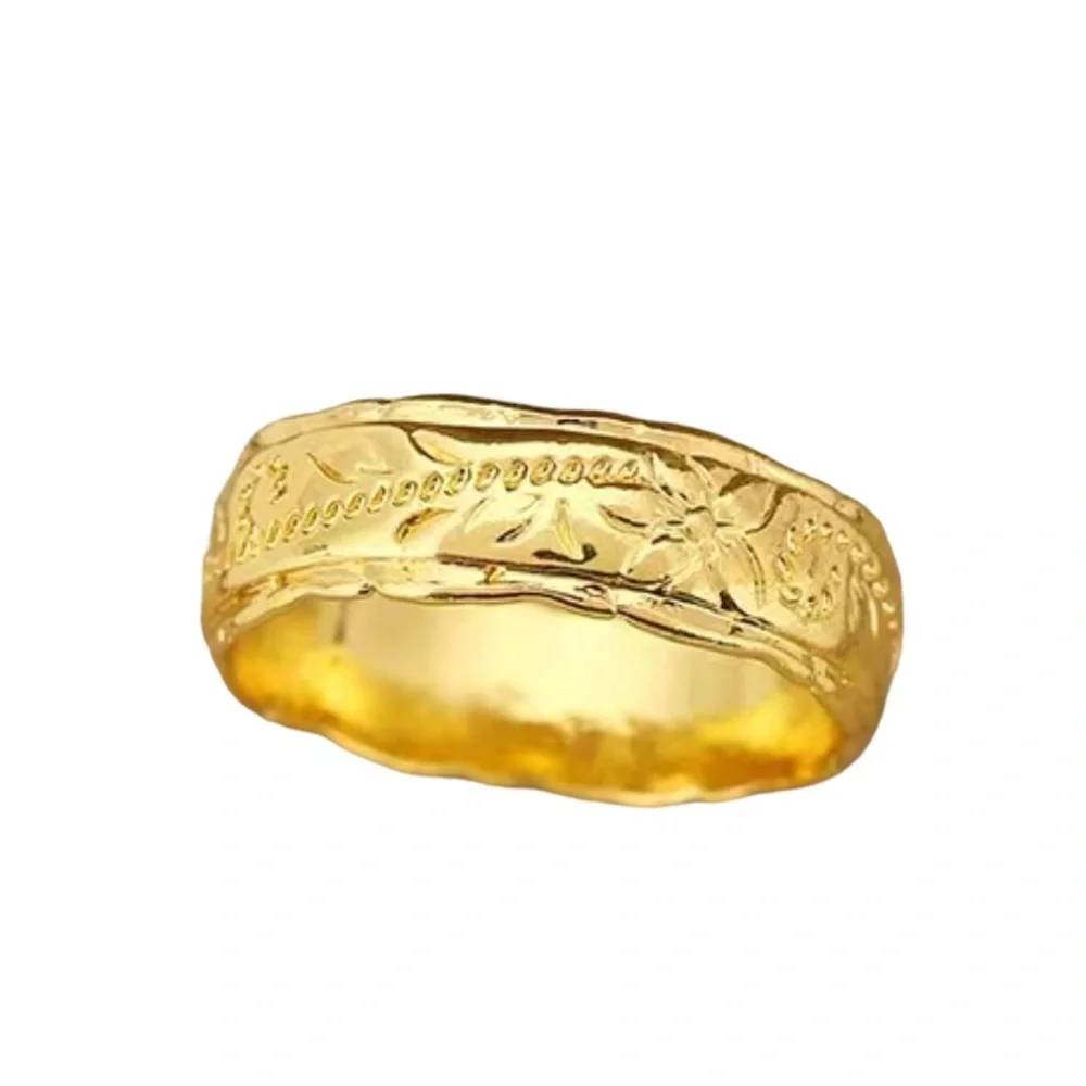 NWT! Beautiful 18 kt Gold Plated Band Wedding Floral 9